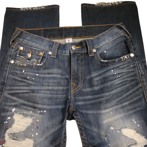 True Religion Men's Blue Distressed Jeans - Picture 12 of 13